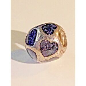 Pandora Love You Black Hearts Charm Retired Authentic Sterling